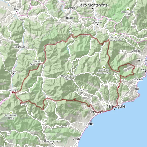 Miniatua del mapa de inspiración ciclista "Expedición a los picos remotos" en Piemonte, Italy. Generado por Tarmacs.app planificador de rutas ciclistas