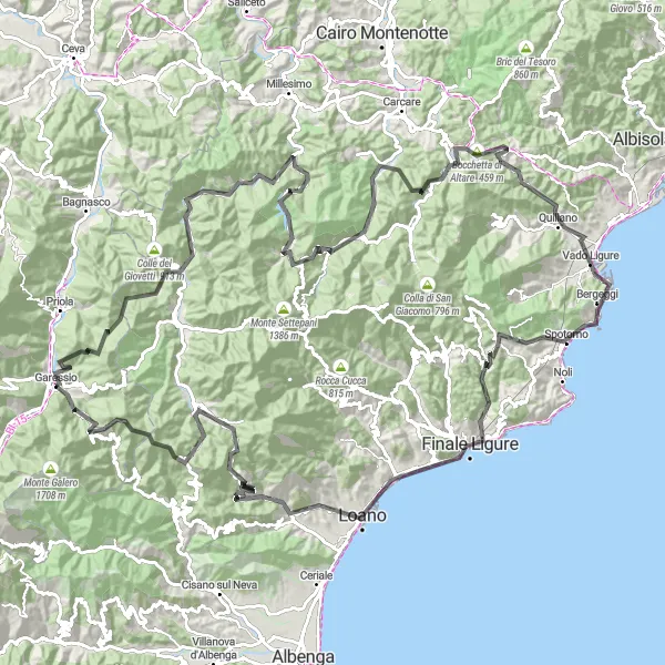 Miniatua del mapa de inspiración ciclista "Ruta de los 15 picos" en Piemonte, Italy. Generado por Tarmacs.app planificador de rutas ciclistas