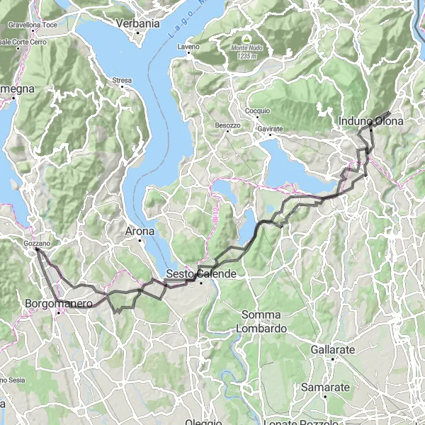 Karttaminiaatyyri "Vuoristomaisemia ja historiallisia helmiä" pyöräilyinspiraatiosta alueella Piemonte, Italy. Luotu Tarmacs.app pyöräilyreittisuunnittelijalla