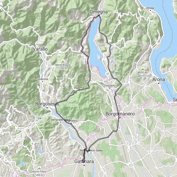 Miniaturní mapa "Okružní cesta Monte Zuoli" inspirace pro cyklisty v oblasti Piemonte, Italy. Vytvořeno pomocí plánovače tras Tarmacs.app