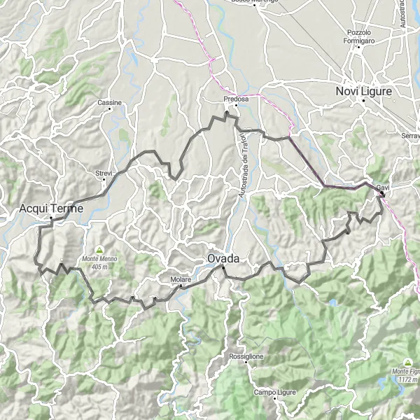 Kartminiatyr av "Gavi - Acqui Terme Loop" cykelinspiration i Piemonte, Italy. Genererad av Tarmacs.app cykelruttplanerare