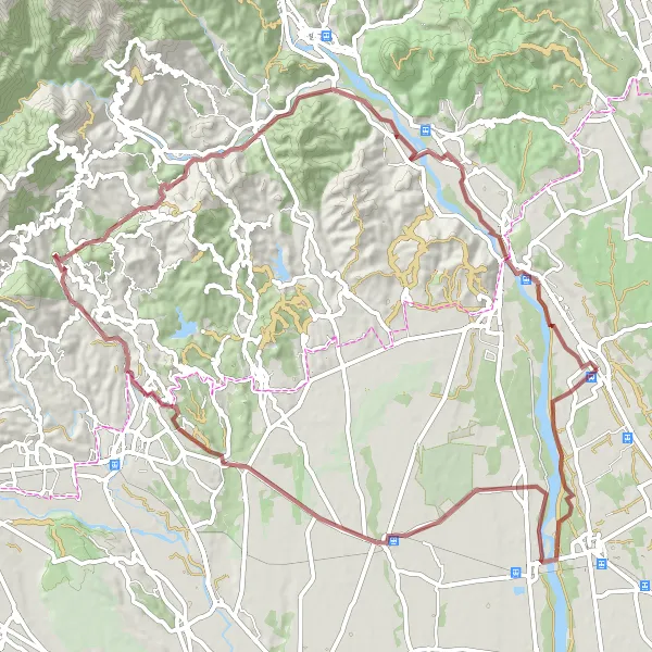 Map miniature of "The Gravel Adventure: Ghemme to Monte Capoposto" cycling inspiration in Piemonte, Italy. Generated by Tarmacs.app cycling route planner