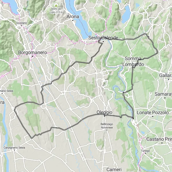 Miniaturní mapa "Ghemme - Monte Martino Circuit" inspirace pro cyklisty v oblasti Piemonte, Italy. Vytvořeno pomocí plánovače tras Tarmacs.app