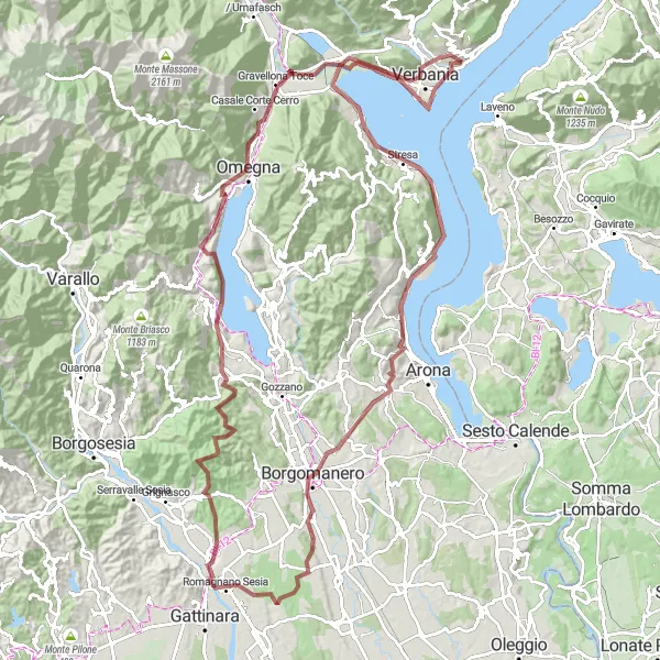 Miniaturekort af cykelinspirationen "Eventyrlig Gruscykeltur ved Lake Orta" i Piemonte, Italy. Genereret af Tarmacs.app cykelruteplanlægger