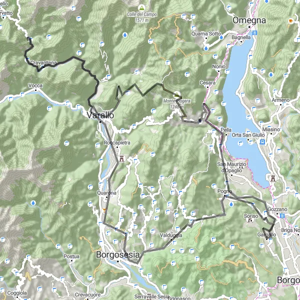 Map miniature of "Rugged Adventure" cycling inspiration in Piemonte, Italy. Generated by Tarmacs.app cycling route planner