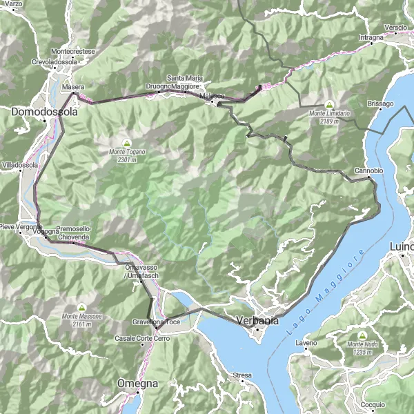 Miniatura della mappa di ispirazione al ciclismo "Avventura ciclistica tra La Vardarola e Mont'Orfano" nella regione di Piemonte, Italy. Generata da Tarmacs.app, pianificatore di rotte ciclistiche