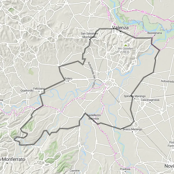 Mapa miniatúra "Cyklistická trasa po okolí Incisa Scapaccino" cyklistická inšpirácia v Piemonte, Italy. Vygenerované cyklistickým plánovačom trás Tarmacs.app