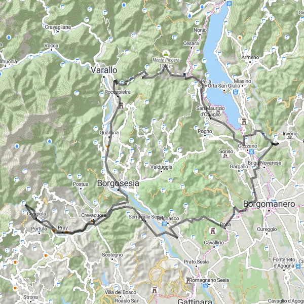 Miniatua del mapa de inspiración ciclista "Ruta en Carretera hacia Civiasco" en Piemonte, Italy. Generado por Tarmacs.app planificador de rutas ciclistas