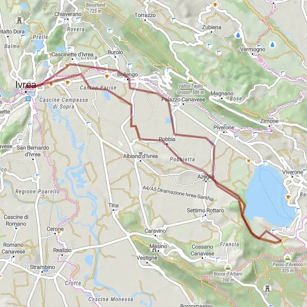 Zemljevid v pomanjšavi "Monte Giuliano in okolica" kolesarske inspiracije v Piemonte, Italy. Generirano z načrtovalcem kolesarskih poti Tarmacs.app