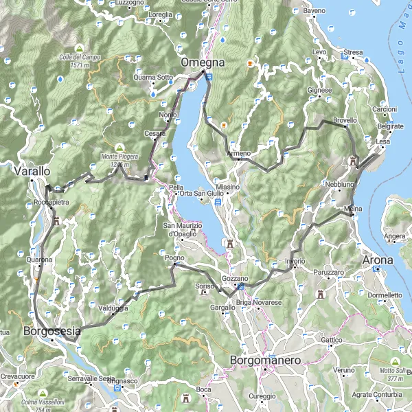 Miniaturní mapa "Cyklotrasa kolem Piemontu" inspirace pro cyklisty v oblasti Piemonte, Italy. Vytvořeno pomocí plánovače tras Tarmacs.app