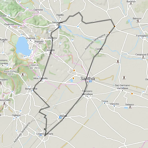 Miniatua del mapa de inspiración ciclista "Recorrido en carretera por la región de Piemonte" en Piemonte, Italy. Generado por Tarmacs.app planificador de rutas ciclistas