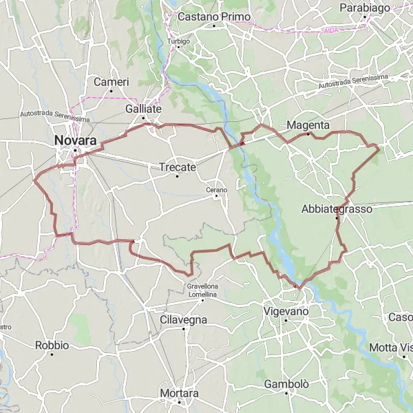 Miniatua del mapa de inspiración ciclista "Ruta de Gravel a través de Piemonte" en Piemonte, Italy. Generado por Tarmacs.app planificador de rutas ciclistas