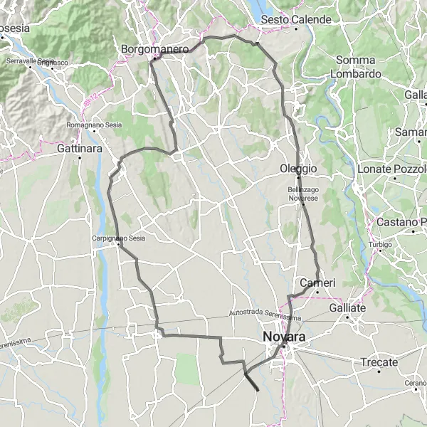 Karten-Miniaturansicht der Radinspiration "Road-Tour durch malerische Dörfer" in Piemonte, Italy. Erstellt vom Tarmacs.app-Routenplaner für Radtouren