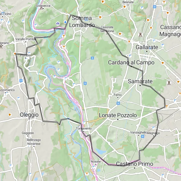 Miniature de la carte de l'inspiration cycliste "Parcours panoramique à travers la Lombardie" dans la Piemonte, Italy. Générée par le planificateur d'itinéraire cycliste Tarmacs.app
