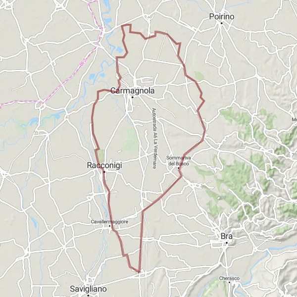 Map miniature of "Reale Gravel Adventure" cycling inspiration in Piemonte, Italy. Generated by Tarmacs.app cycling route planner