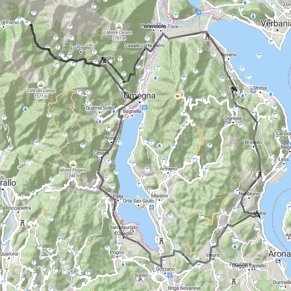 Map miniature of "Piemonte Hill Challenge" cycling inspiration in Piemonte, Italy. Generated by Tarmacs.app cycling route planner