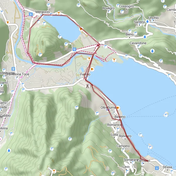 Kartminiatyr av "Feriolo-Mont'Orfano tur" sykkelinspirasjon i Piemonte, Italy. Generert av Tarmacs.app sykkelrutoplanlegger