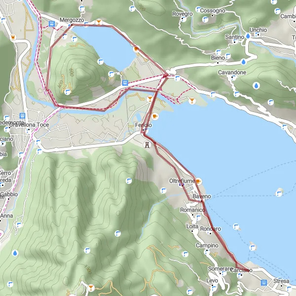 Kartminiatyr av "Äventyrlig Grusväg till Feriolo" cykelinspiration i Piemonte, Italy. Genererad av Tarmacs.app cykelruttplanerare