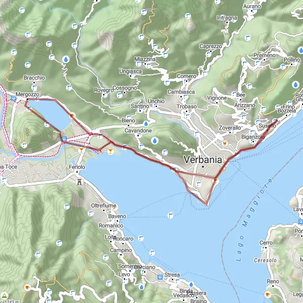 Kartminiatyr av "Mont'Orfano til Fondotoce Gravel Syklingstur" sykkelinspirasjon i Piemonte, Italy. Generert av Tarmacs.app sykkelrutoplanlegger