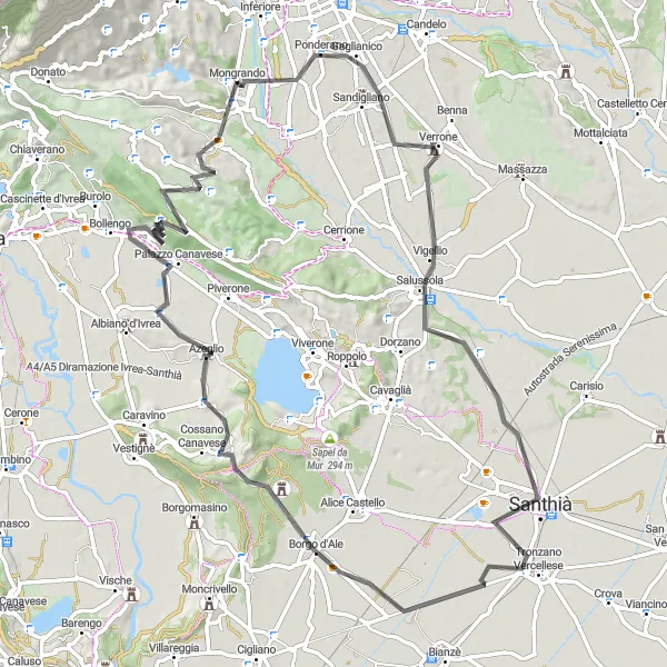 Karten-Miniaturansicht der Radinspiration "Rundfahrt um Mongrando und die Umgebung" in Piemonte, Italy. Erstellt vom Tarmacs.app-Routenplaner für Radtouren
