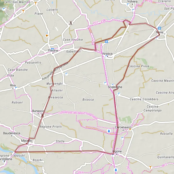 Miniatua del mapa de inspiración ciclista "Ruta de ciclismo de grava desde None a None" en Piemonte, Italy. Generado por Tarmacs.app planificador de rutas ciclistas