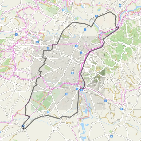Miniatura mapy "Road Cycling to Moncalieri" - trasy rowerowej w Piemonte, Italy. Wygenerowane przez planer tras rowerowych Tarmacs.app