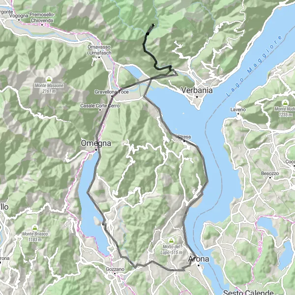 Miniatura mapy "Trasa rowerowa od Pettenasco do Arona" - trasy rowerowej w Piemonte, Italy. Wygenerowane przez planer tras rowerowych Tarmacs.app