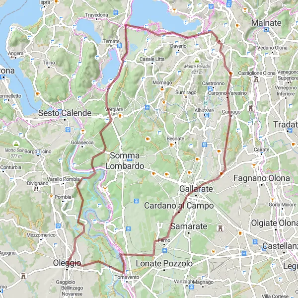 Miniatura mapy "Wyprawa Gravelowa na Monte della Rovina" - trasy rowerowej w Piemonte, Italy. Wygenerowane przez planer tras rowerowych Tarmacs.app