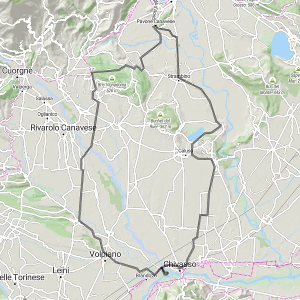 Kartminiatyr av "Kulturella sevärdheter och natursköna landskap" cykelinspiration i Piemonte, Italy. Genererad av Tarmacs.app cykelruttplanerare