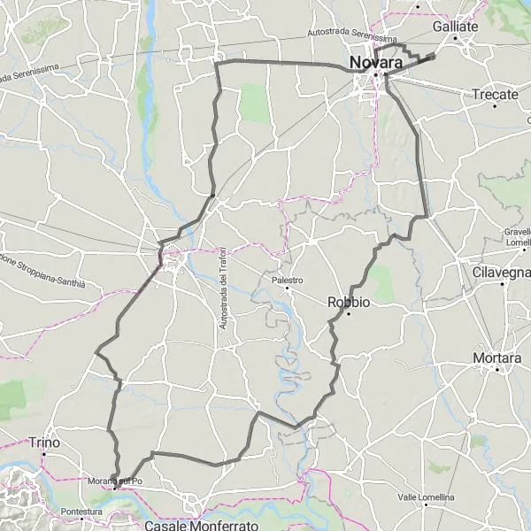 Miniaturní mapa "Road Bike Adventure near Pernate" inspirace pro cyklisty v oblasti Piemonte, Italy. Vytvořeno pomocí plánovače tras Tarmacs.app