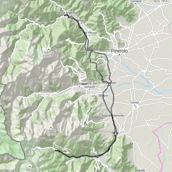 Karten-Miniaturansicht der Radinspiration "Pittoreske Rundtour durchs Piemont" in Piemonte, Italy. Erstellt vom Tarmacs.app-Routenplaner für Radtouren