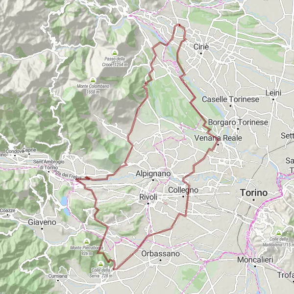 Miniaturní mapa "Cyklistická trasa Monte San Giorgio" inspirace pro cyklisty v oblasti Piemonte, Italy. Vytvořeno pomocí plánovače tras Tarmacs.app