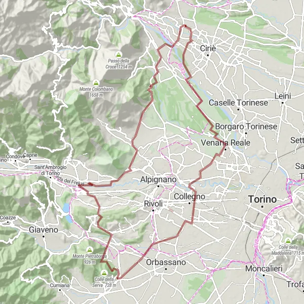 Map miniature of "The Gravel Adventure" cycling inspiration in Piemonte, Italy. Generated by Tarmacs.app cycling route planner