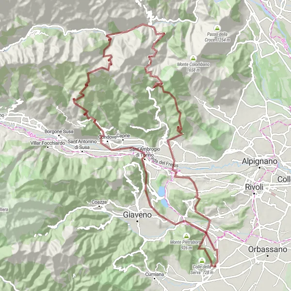 Zemljevid v pomanjšavi "Gorska avantura v Piemontu" kolesarske inspiracije v Piemonte, Italy. Generirano z načrtovalcem kolesarskih poti Tarmacs.app