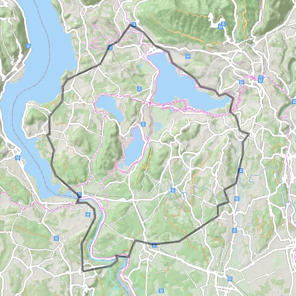 Map miniature of "Cycling the Sesto Calende Loop" cycling inspiration in Piemonte, Italy. Generated by Tarmacs.app cycling route planner