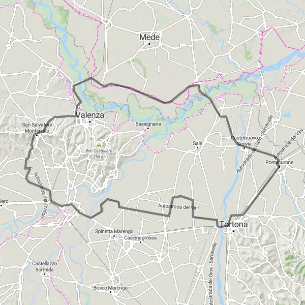 Kartminiatyr av "Monferrato Road Explorer" sykkelinspirasjon i Piemonte, Italy. Generert av Tarmacs.app sykkelrutoplanlegger