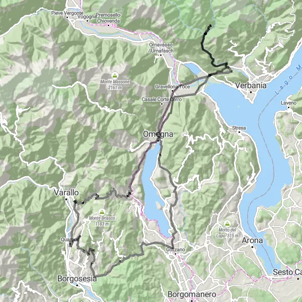 Mapa miniatúra "Cyklistická trasa Civiasco - Monte San Grato" cyklistická inšpirácia v Piemonte, Italy. Vygenerované cyklistickým plánovačom trás Tarmacs.app