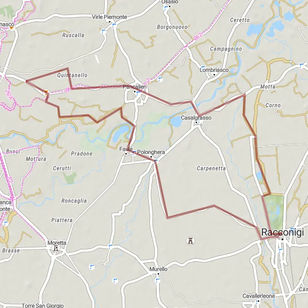 Miniatura mapy "Trasa Gravelowa do Racconigi" - trasy rowerowej w Piemonte, Italy. Wygenerowane przez planer tras rowerowych Tarmacs.app