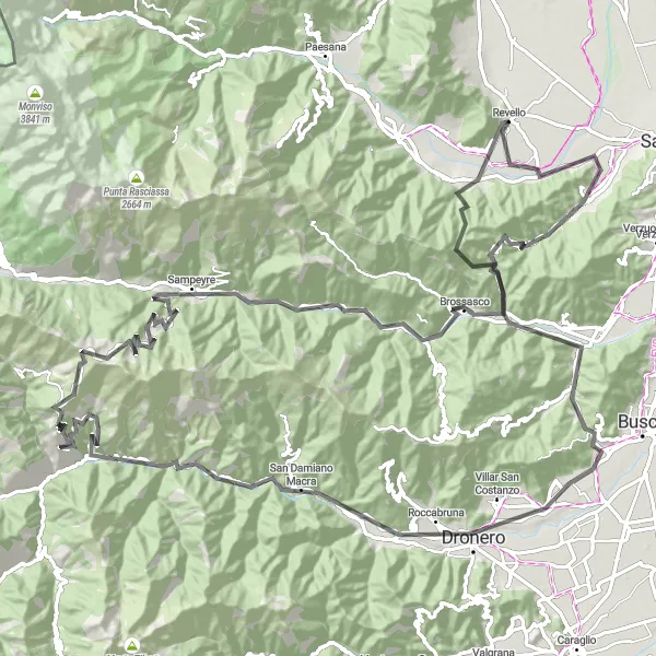 Miniaturní mapa "Road trasa přes Colle di Sampeyre" inspirace pro cyklisty v oblasti Piemonte, Italy. Vytvořeno pomocí plánovače tras Tarmacs.app