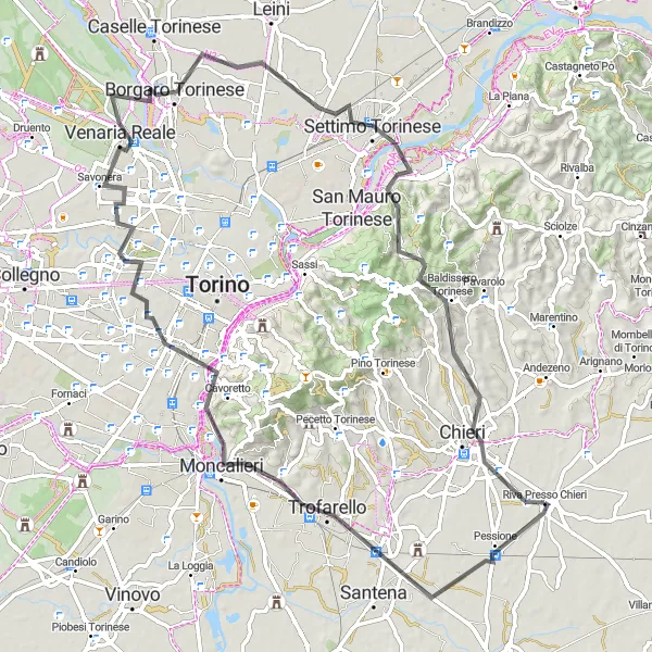 Map miniature of "Countryside Escape" cycling inspiration in Piemonte, Italy. Generated by Tarmacs.app cycling route planner