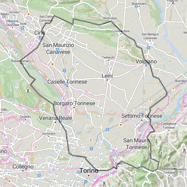 Mapa miniatúra "Zajímavá cyklotúra s výhľadom na Alpy" cyklistická inšpirácia v Piemonte, Italy. Vygenerované cyklistickým plánovačom trás Tarmacs.app