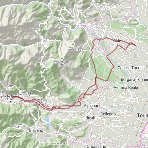 Map miniature of "Gravel Adventure" cycling inspiration in Piemonte, Italy. Generated by Tarmacs.app cycling route planner