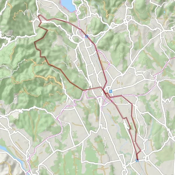Miniatua del mapa de inspiración ciclista "Ruta de Gravel por Colle della Guardia y Monte Tre Croci" en Piemonte, Italy. Generado por Tarmacs.app planificador de rutas ciclistas