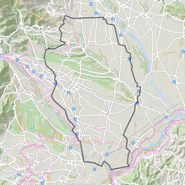 Map miniature of "The Canavese Delight" cycling inspiration in Piemonte, Italy. Generated by Tarmacs.app cycling route planner