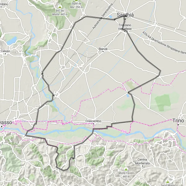 Miniatua del mapa de inspiración ciclista "Ruta Escénica por Carretera en Piemonte" en Piemonte, Italy. Generado por Tarmacs.app planificador de rutas ciclistas