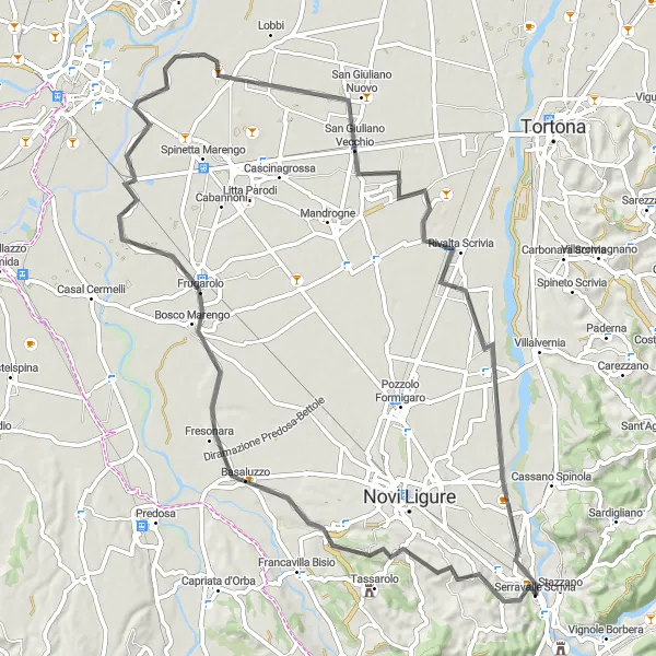 Kartminiatyr av "Opplev det autentiske Piemonte" sykkelinspirasjon i Piemonte, Italy. Generert av Tarmacs.app sykkelrutoplanlegger