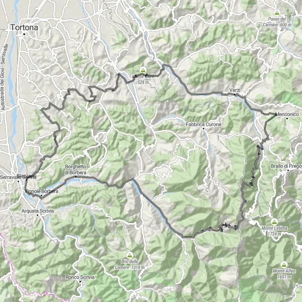 Kartminiatyr av "Upplev de pittoreska Piemonte bergen" cykelinspiration i Piemonte, Italy. Genererad av Tarmacs.app cykelruttplanerare