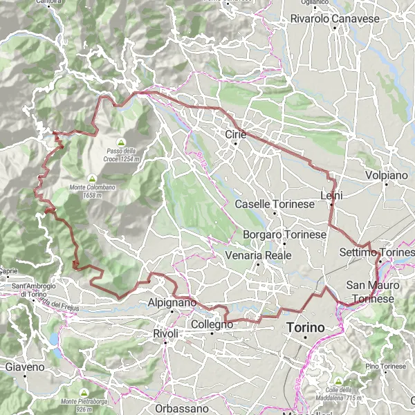 Miniature de la carte de l'inspiration cycliste "Aventure Gravel à Viù" dans la Piemonte, Italy. Générée par le planificateur d'itinéraire cycliste Tarmacs.app