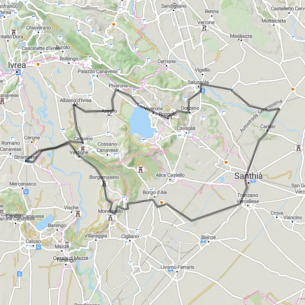 Map miniature of "Lakeside Wonders" cycling inspiration in Piemonte, Italy. Generated by Tarmacs.app cycling route planner