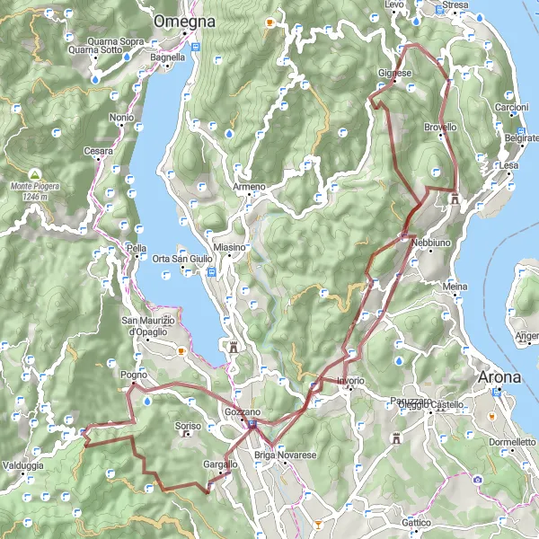 Kartminiatyr av "Grusveier i Piemonte: Massino Visconti - Gignese" sykkelinspirasjon i Piemonte, Italy. Generert av Tarmacs.app sykkelrutoplanlegger